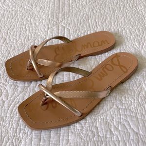 Sam Edelman Abbey Flat Sandal, size 8 - color Champagne